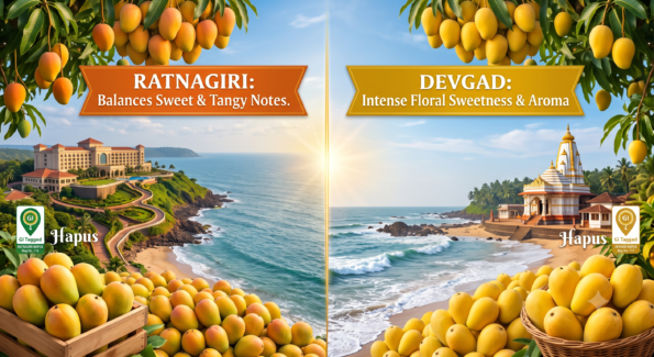 Fresh organic Ratnagiri and Devgad Alphonso mangoes with rich golden skin